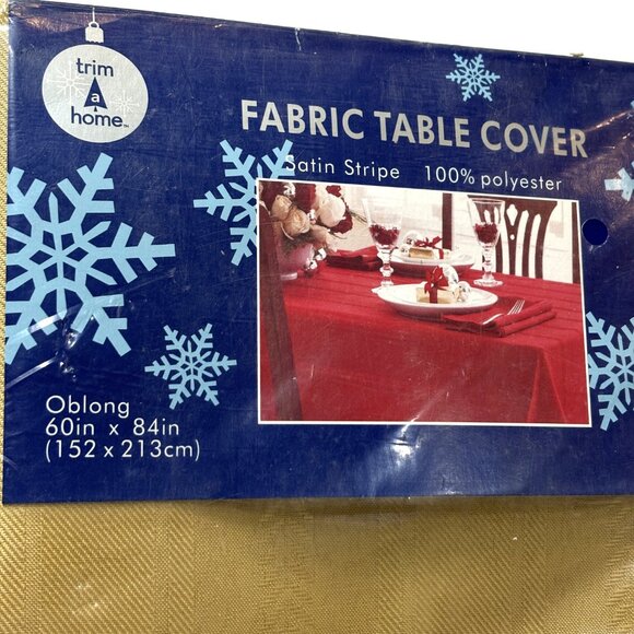 Tablecloth Oblong Satin Stripe Fabric Dark Gold Satin 60 “ x 84”  Vintage NOS - Picture 3 of 9